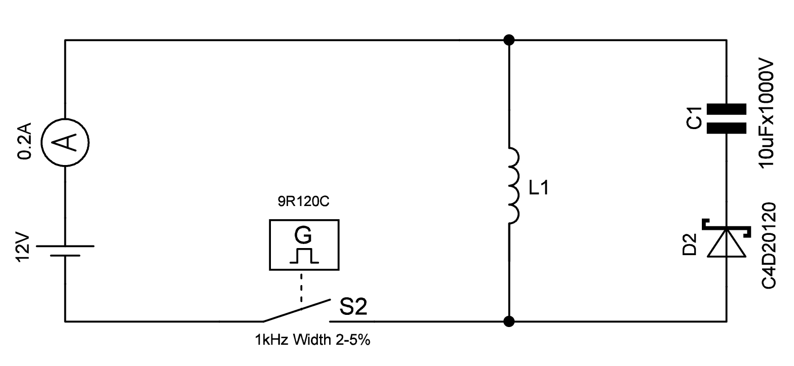 Электрическая схема обратноходового преобразователя для исследования свободной энергии